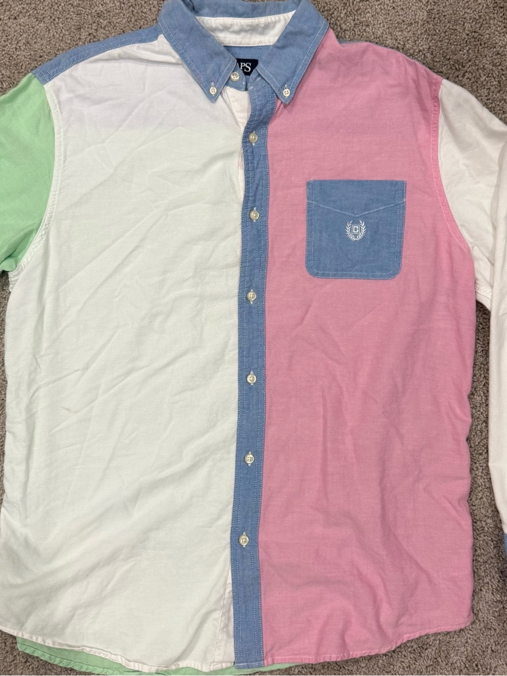 Colorblock Chaps Pastel Button Up
